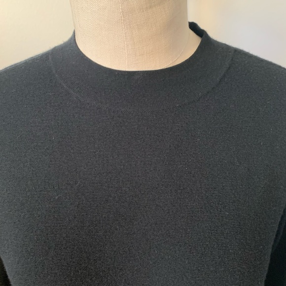 Eileen Fisher Black Mock Neck Wool Dress - Picture 4 of 11
